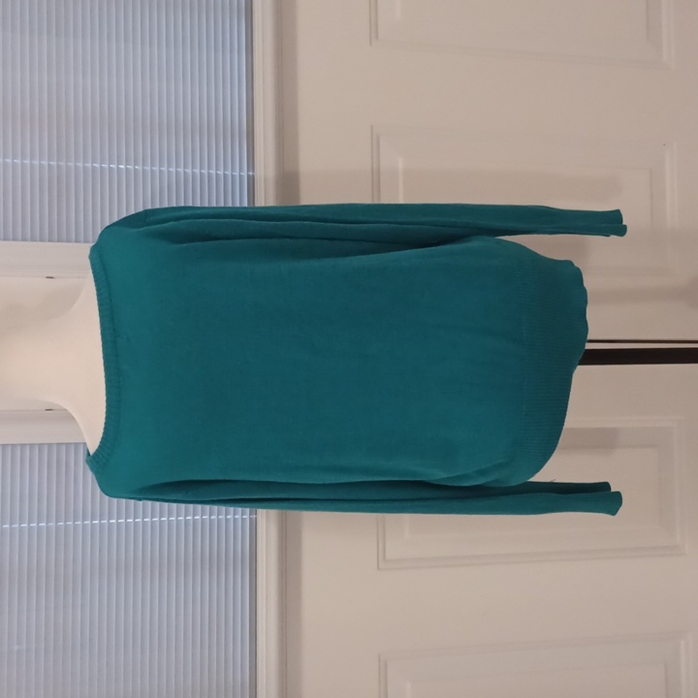 4/$40 Teal Sweater with Cat & Glasses Design - Fits Size L/XL - Picture 4 of 7